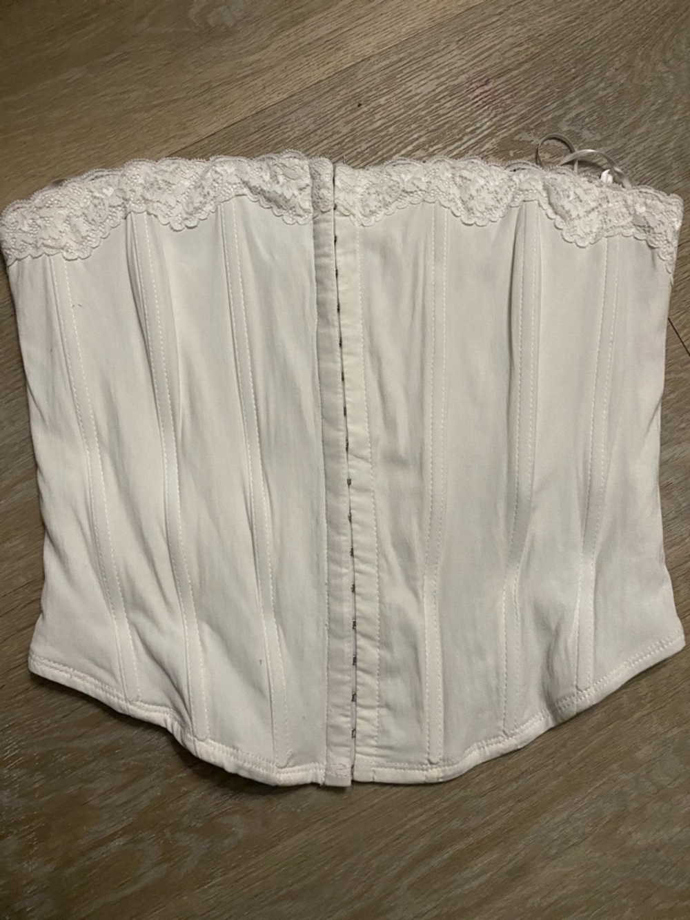 Garage White Lace Trim Corset Top